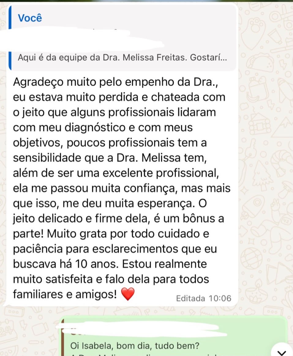 Depoimento de paciente da Dra. Melissa 3